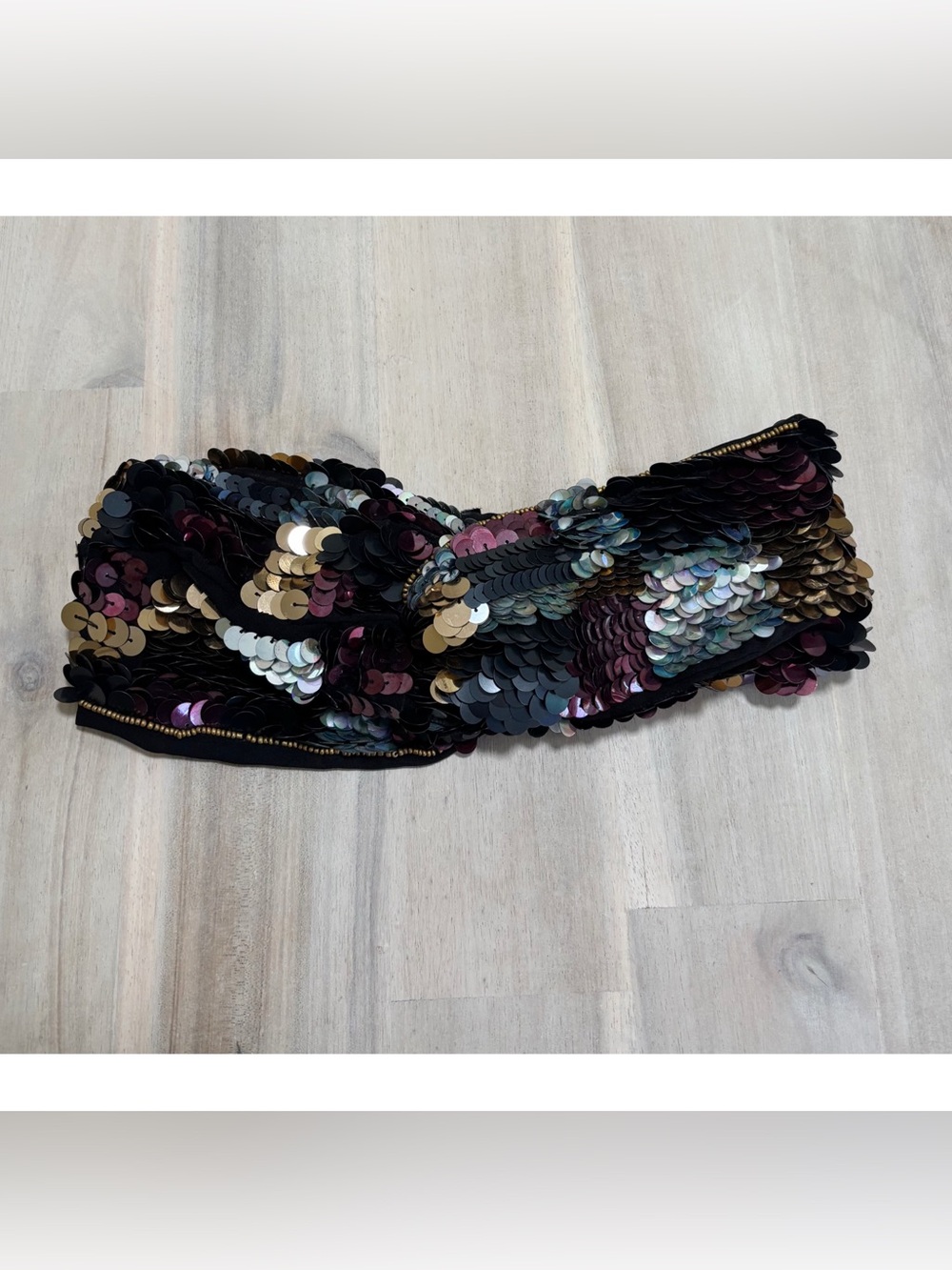 Zara Accessories Size S-M Sequins Knotted Stretch Headband Turban - Picture 7 of 9